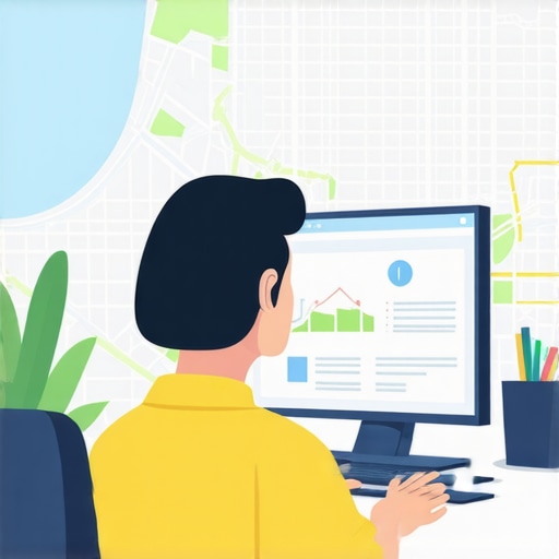 Advanced Local SEO Analysis in Jacksonville Person analyzing Jacksonville local SEO data on computer with city map