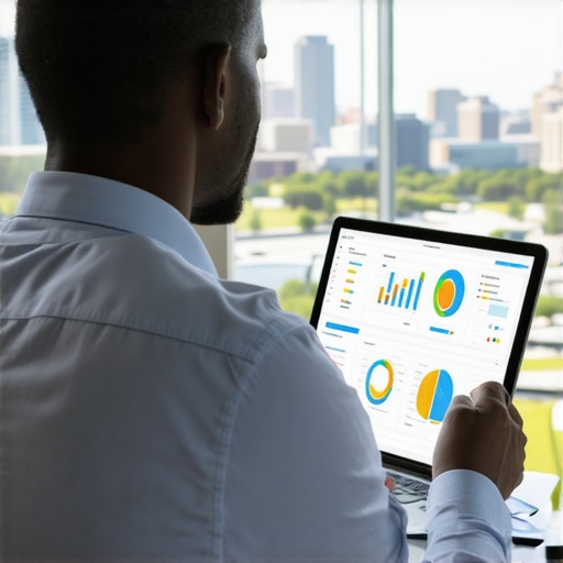 Advanced Local SEO Strategies in Jacksonville Strategist analyzing SEO data with Jacksonville skyline