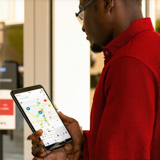 Analyzing Local SEO Performance in Jacksonville Business owner reviewing analytics on a tablet outside a Jacksonville storefront