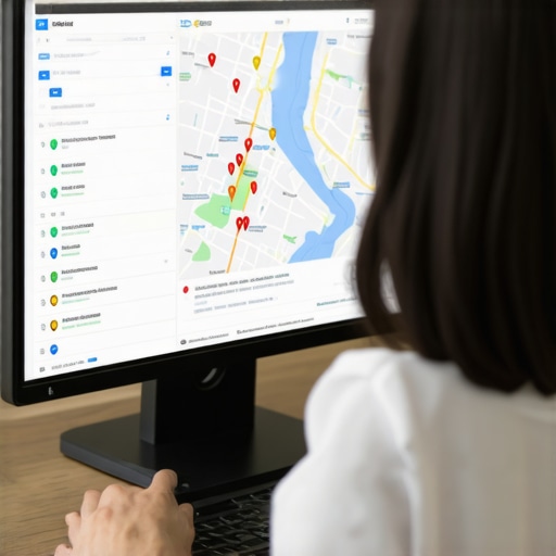 Analyzing Local SEO Analytics for Jacksonville Person reviewing SEO metrics and Jacksonville map to optimize map rankings