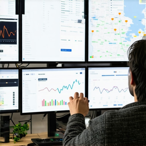 A digital marketer reviewing Google Maps rankings and local SEO tools on computer screens.