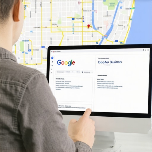 Person editing Google My Business listing with Jacksonville city map