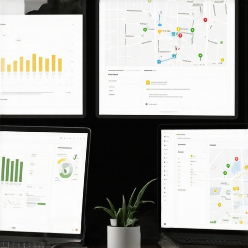 Computer screen displaying SEO analytics and maps management tools for Jacksonville