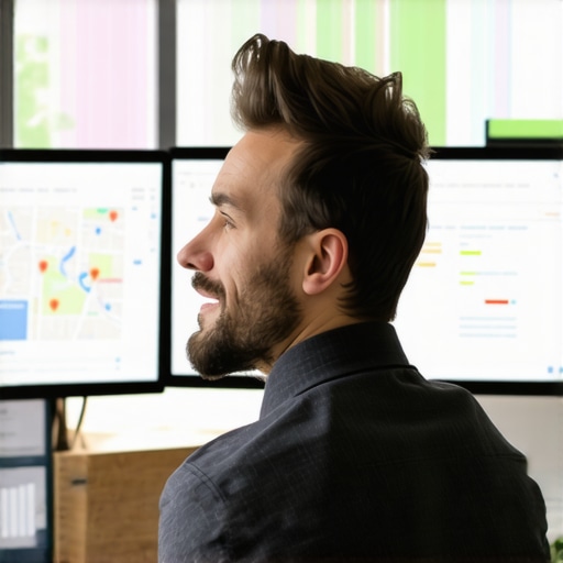 Digital marketer monitoring Jacksonville local SEO analytics on a screen.