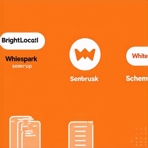 Digital toolbox containing SEO tools and icons for local map optimization.