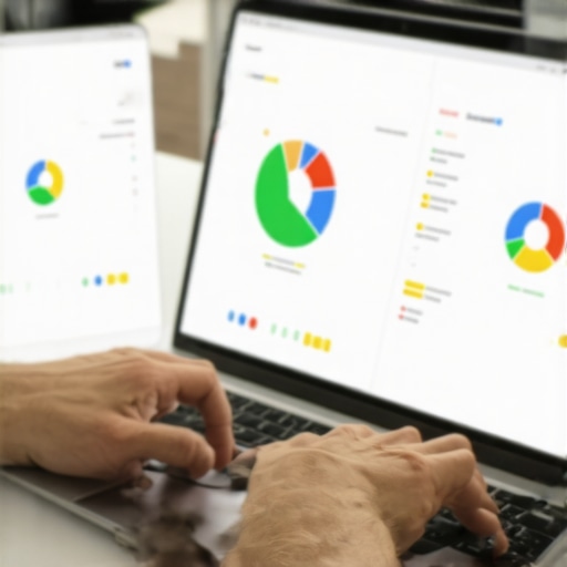 Business owner analyzing local SEO performance metrics on a laptop