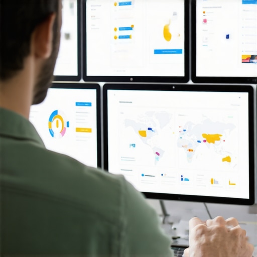 Person analyzing maps and SEO analytics on screens to optimize Jacksonville business listings.